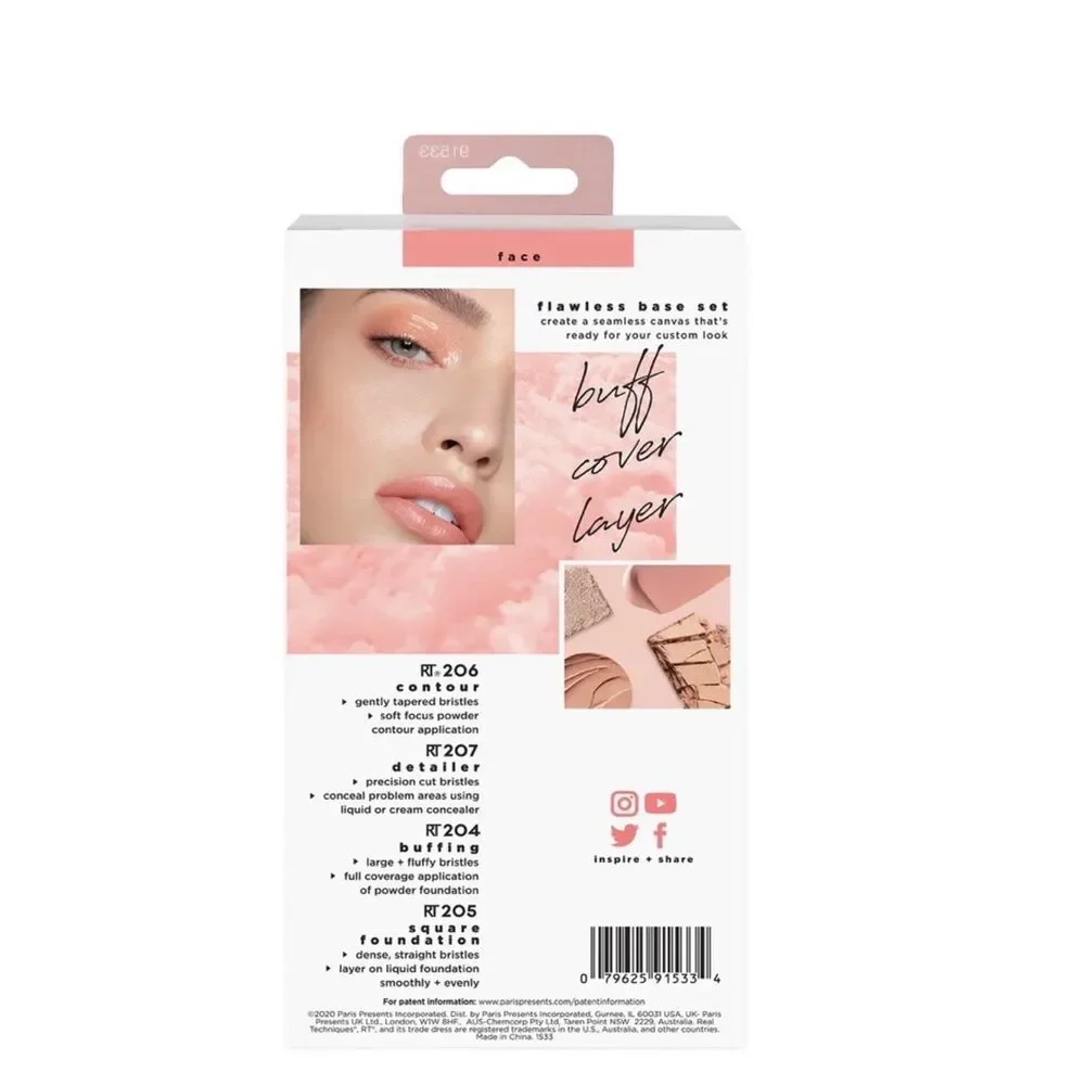 Real Techniques Flawless Base Makeup Brush Set, 5 Piece Set